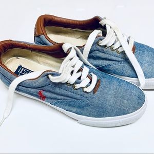 Chambray Polo Ralph Lauren Sneakers sz 9